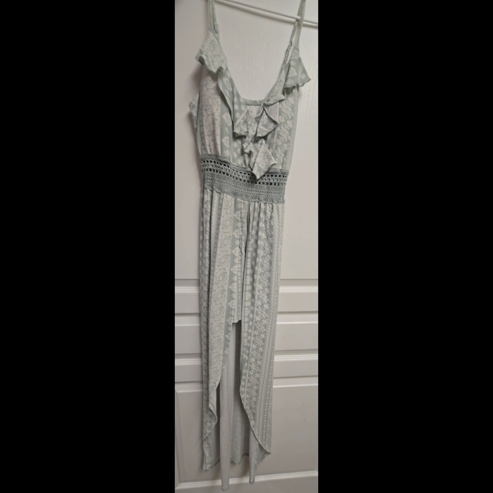 No Boundaries Light Gray Patterned High Low Skirt Jumpsuit